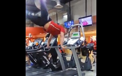 This Guy Is Just Walking On The Treadmill But When The Michael Jackson Music Starts I’m Blown Away!