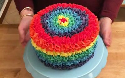 It Looks Like A Normal Rainbow Cake But When She Slices Off A Piece a Tasty Surprise!