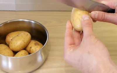 This Guy Makes A Weird Slice Into These Raw Potatoes Before He Boils Them. The Reason Is Brilliant!