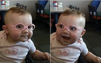 Baby Puts On Her Glasses. Her Reaction When She Sees Her Parents For the First Time Is Priceless!
