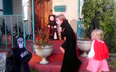 Monster Terrifies Boy When He Pops Out Of No Where. Now Watch When His Sister Confronts The Beast.