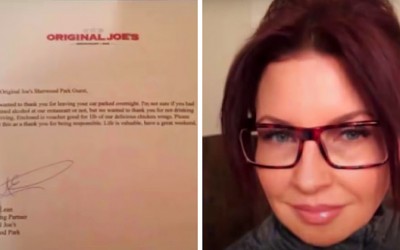 Intoxicated Lady Left Her Vehicle In The Lot At a Bar/Restaurant. She Returns and Discovers This Note On Her Car.