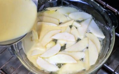 She Pours Eggs On Top Of Apples. When She’s Done I Can’t Stop Drooling!