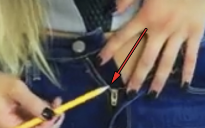 I Thought It Was Strange As She Starts Drawing On Her Zipper With A Pencil But The Reason Brilliant!