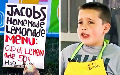 Angry Neighbor Confronts Boy and Tries To Destroy His Lemonade Stand Then The Cops Show Up.